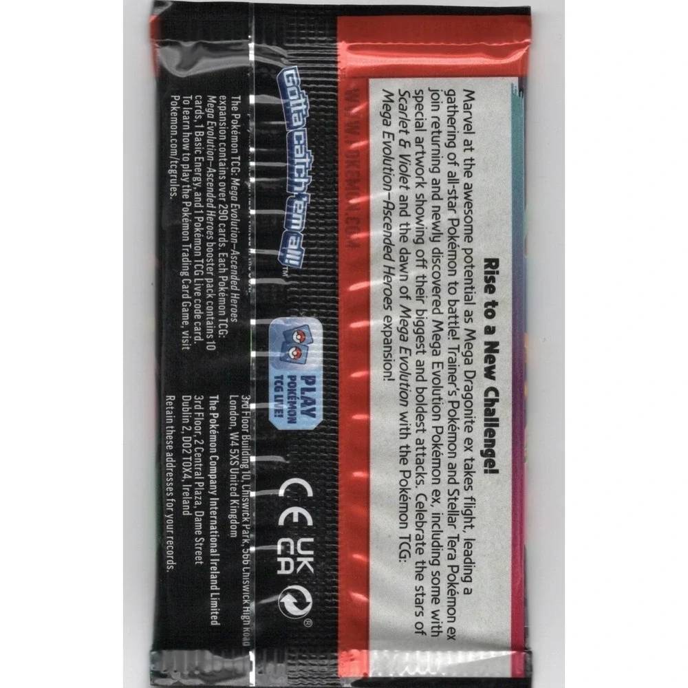 Pokemon Ascended Heroes Booster Pack 1x - Ships Today!